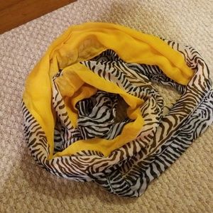 Yellow zebra print infinity scarf